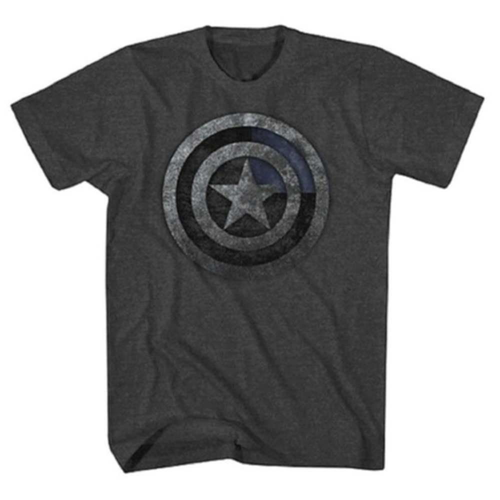 Unisex Captain America Blue Shield Graphic Tee Heathered Gray S